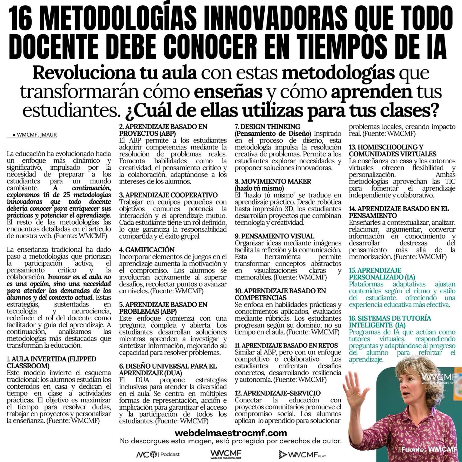 16 Metodologías Innovadoras que todo docente debe conocer en tiempos de Inteligencia Artificial